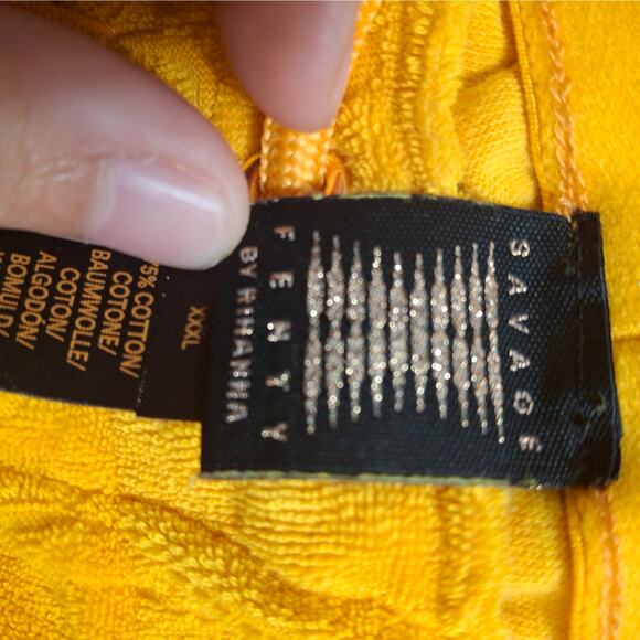 Savage x Fenty by Rihanna Plush Terry Cloth Lounge Shorts - Mustard Yellow 3XL - Picture 4 of 6